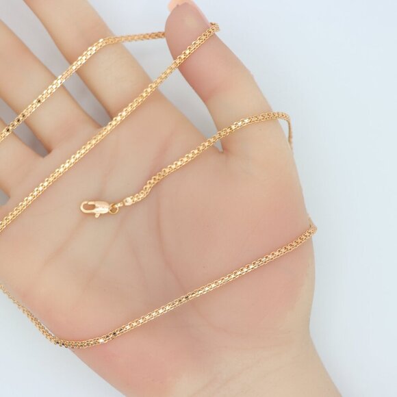 "Polished Rose Gold Box Chain Necklace  Modern Style, XPNL0123 - Picture 10 of 12